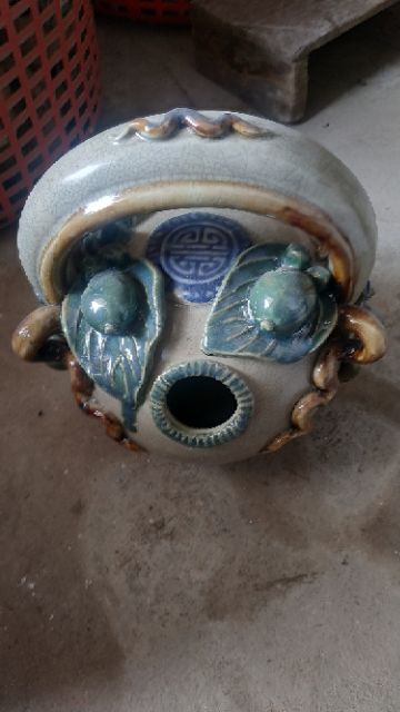 Bình vôi men rạn lá trầu quả cau