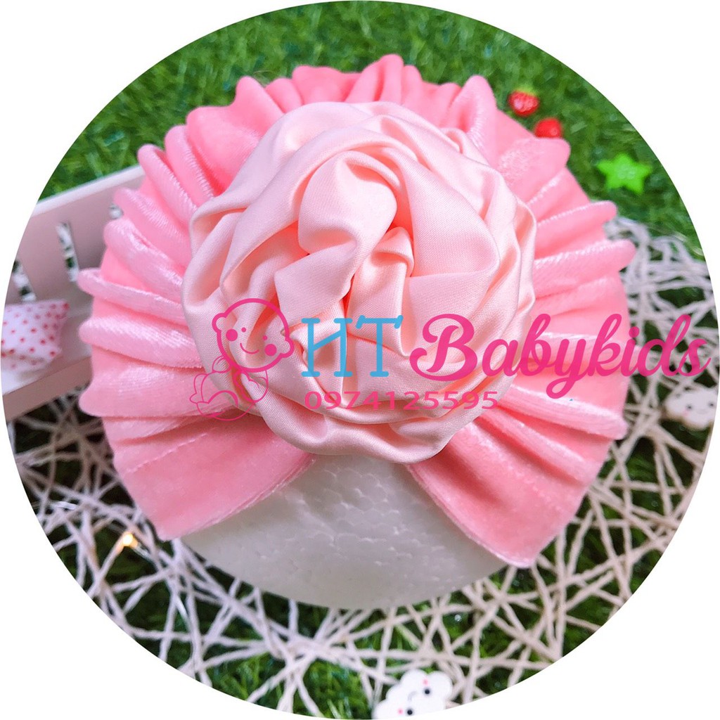 Mũ Turban Hoa Nhung Mềm Mịn siêu xinh cho bé yêu