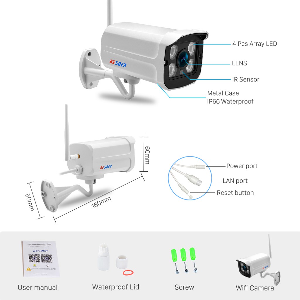 EVKVO - ICSEE / XMeye APP HD 3MP Metal Không dây chống thấm ngoài trờis Bullet IP Camera CCTV WIFI ONVIF P2P NVR