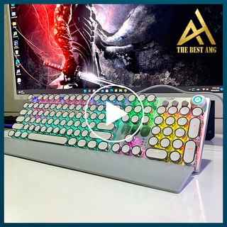 Bàn Phím Cơ Gaming Xuyên Led RGB AULA F2088 Màu Trắng Nút Tròn Bàn Phím Máy Tính Laptop Chơi Game Có Dây