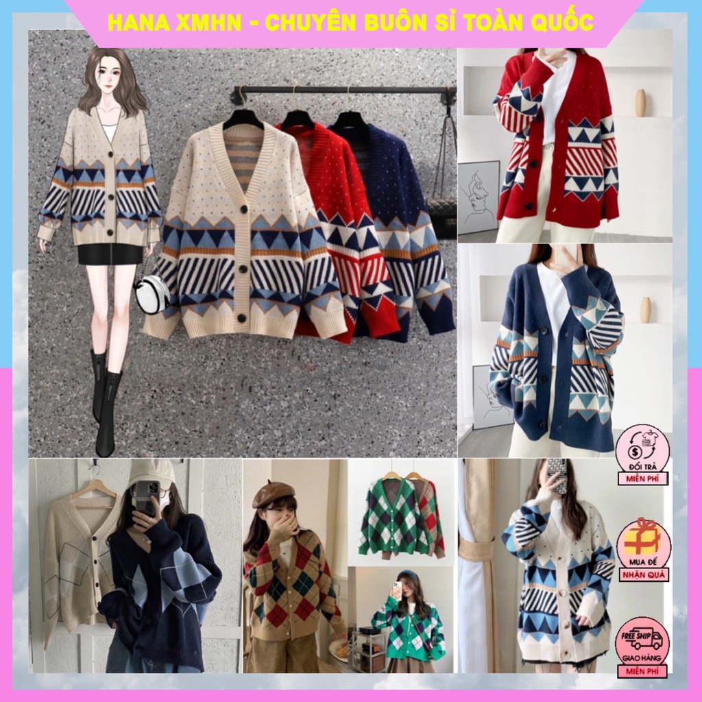 ❦▥ஐ[ÁO Choàng] Cardigan Nữ Thổ Cẩm Chất Len Mềm Mịn