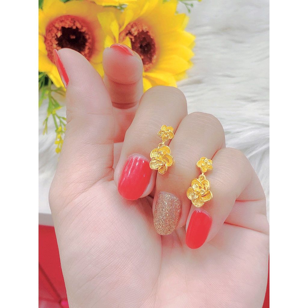 Bông tai tòn ten kiểu hoa mai mạ 24k cao cấp P1167