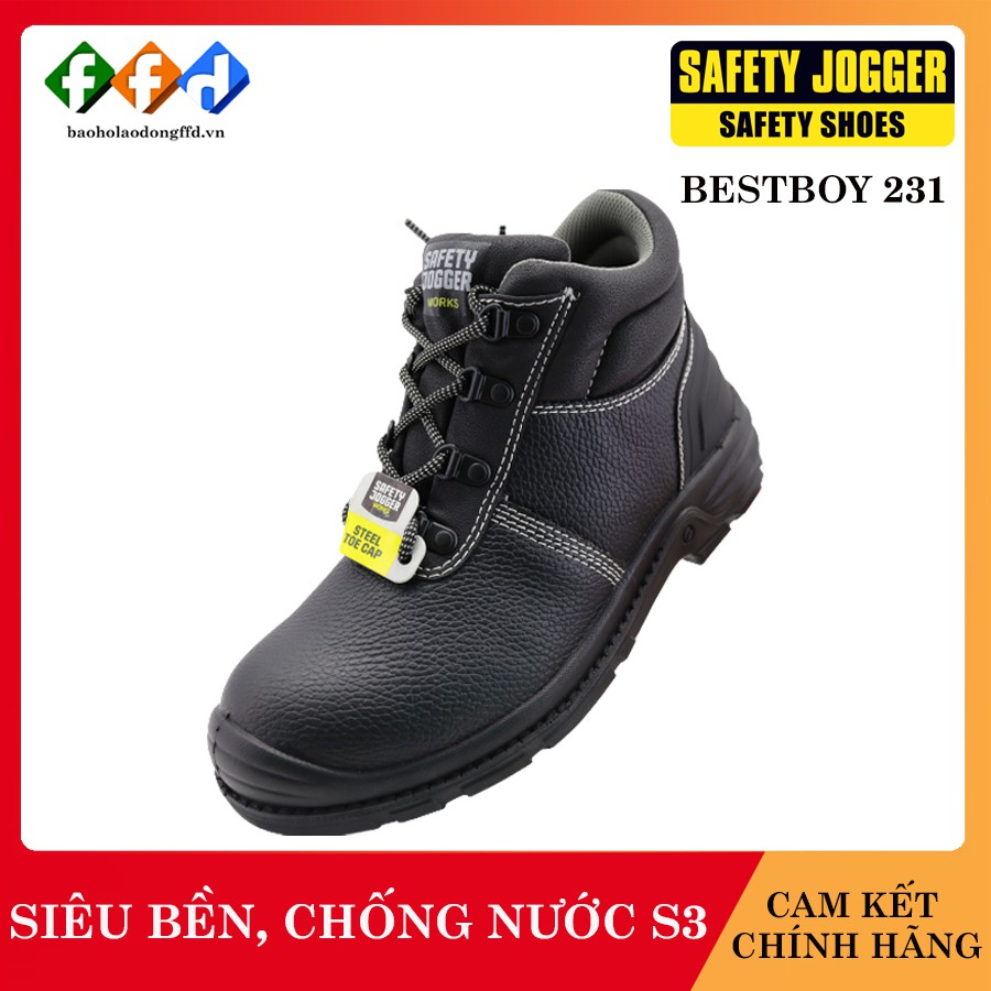 Giày bảo hộ lao động nam Jogger Besboy 231 S3 chống đinh/ nước/ va đập/trơn trượt, da thật cao cấp,Giày công trình [FFD]