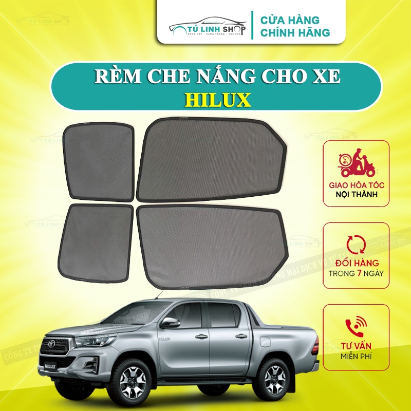 Rèm che nắng nam châm cho xe Toyota Hilux, bộ 4 tấm cho 4 cửa, hàng loại 1 cao cấp nhất, vừa khít kính