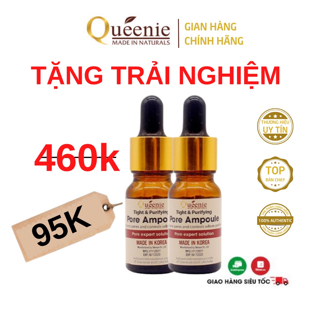 Bộ Đôi Tinh Chất Serum Se Nhỏ Lỗ Chân Lông Queenie AC Pure Hàn Quốc Chính Hãng 10ML [SP Trải Nghiệm]