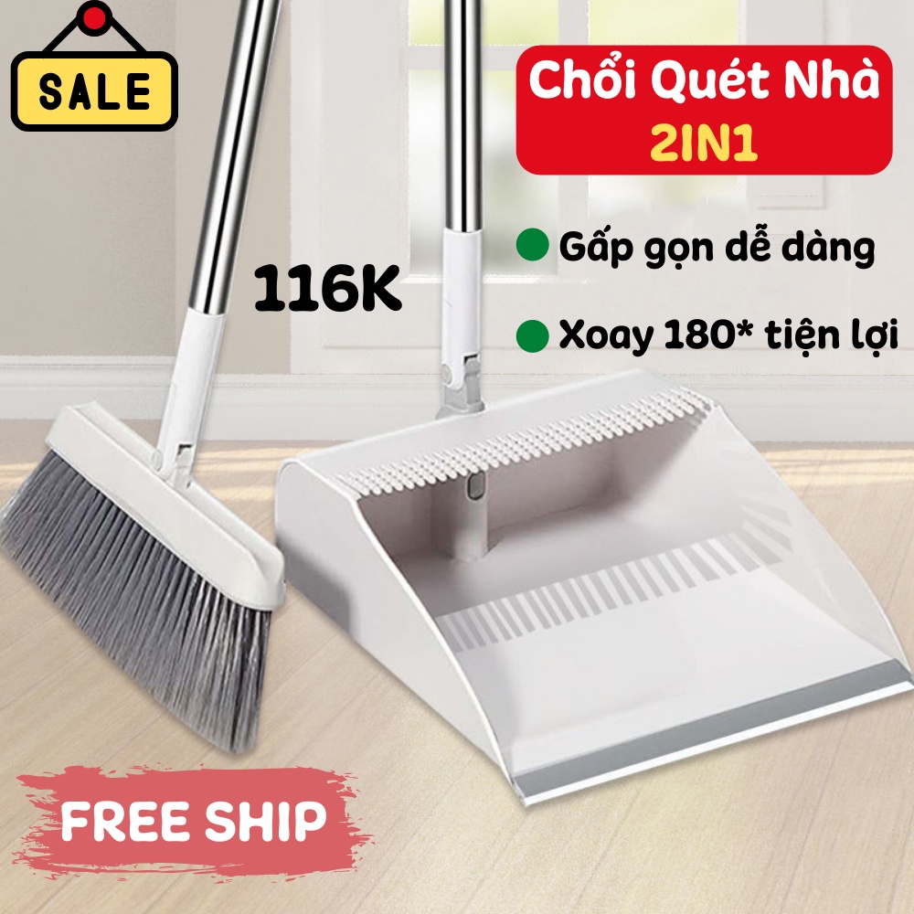 Chổi Quét Nhà, Chổi Quét Nhà Thông Minh Kèm Hót Rác 2in1 Cán Dài Tiện Dụng THANH XUÂN 98