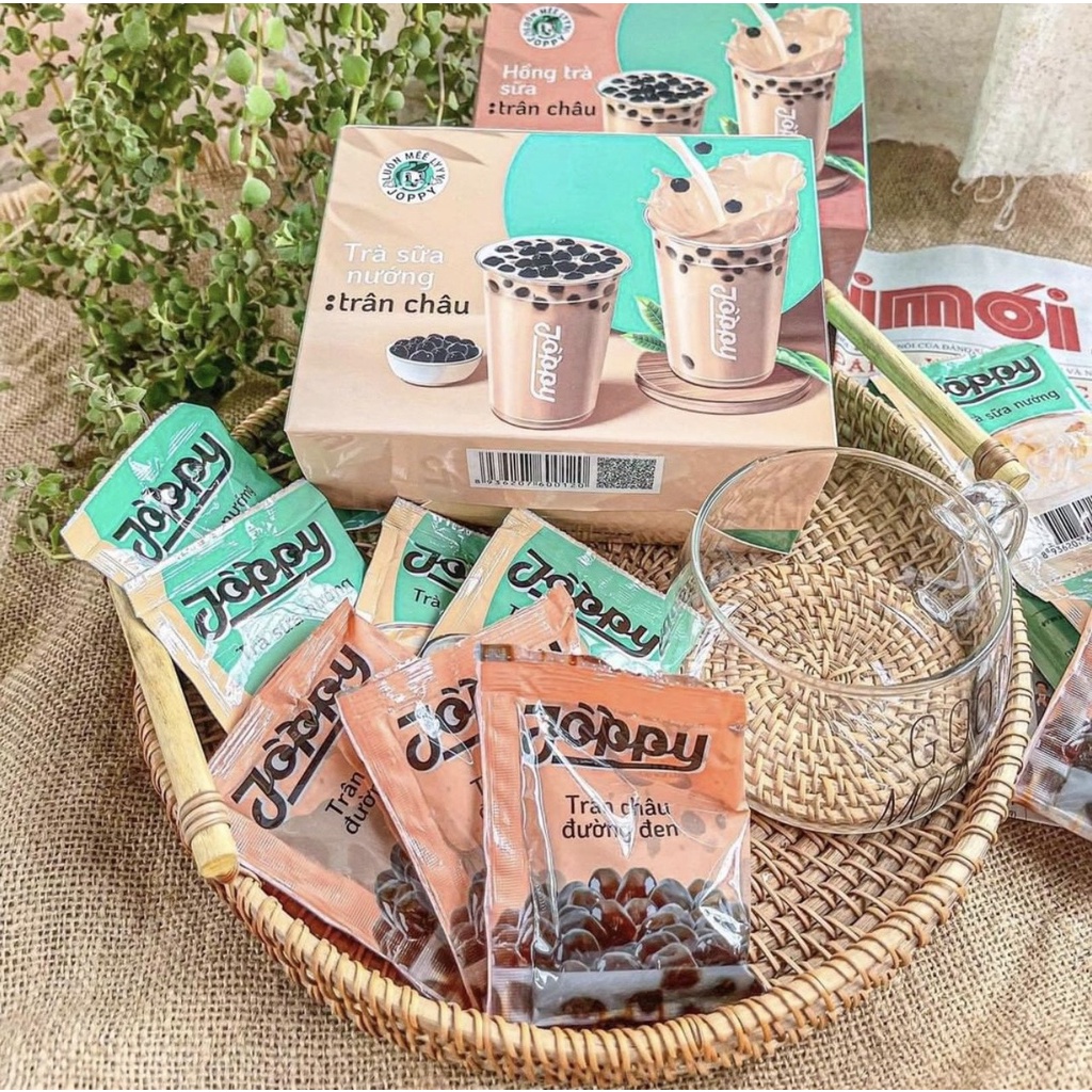 Trà sữa nướng trân châu đường đen hộp tự pha thơm ngon đậm đà