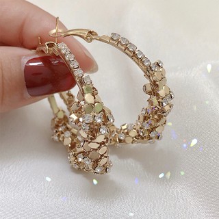 Bông tai hình tròn lớn phong cách Retro Âu Mỹ chất lượng cao S925