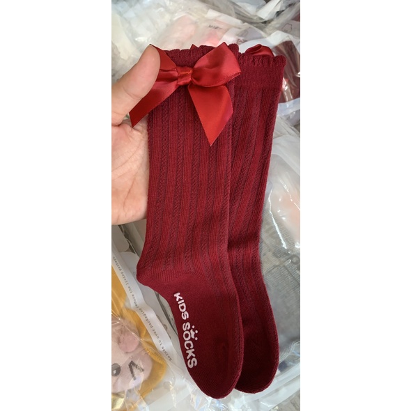 Vớ cổ dài đính nơ, chống trượt dễ thương cho bé gái 5-18kg