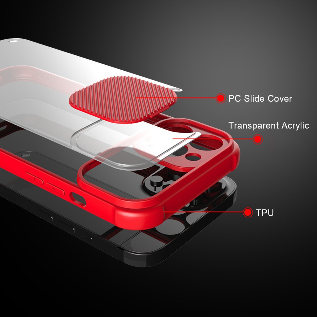 Ốp điện thoại trong suốt chống sốc có nắp trượt bảo vệ camera thích hợp cho OPPO RENO 6 6Z 5 PRO 4G 5G RENO 5F