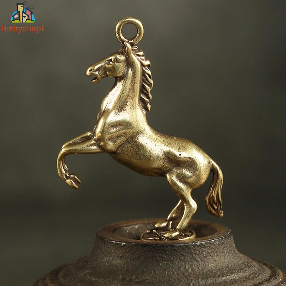 Mini Vintage Brass Portable Horse Pendant Home Office Decor Ornament 100% brand new and high quality