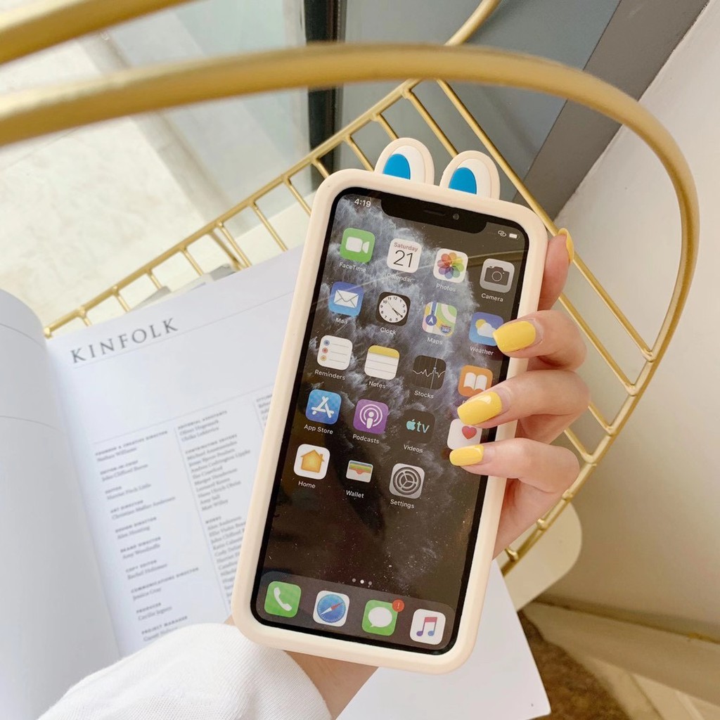 Ốp Điện Thoại Silicon Mềm Hình Tai Thỏ Hoạt Hình Cho iphone 13 12 11 Pro MAX X XS MAX XR 6 6s 7 8 plus