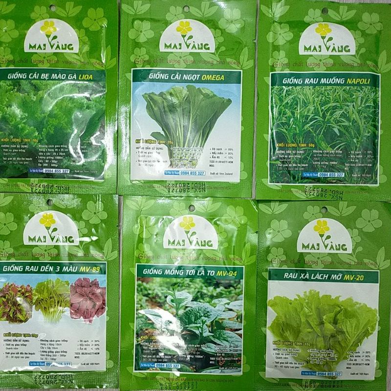 combo 6 loại hạt giống rau dễ trồng