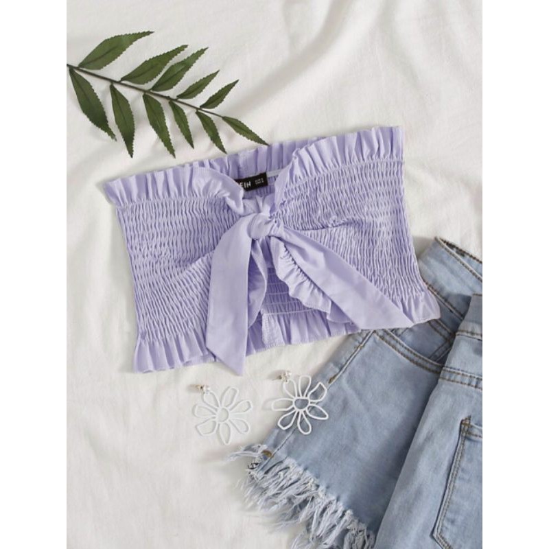 Áo ống nhún cột nơ cực hot vải Kate nhật | BigBuy360 - bigbuy360.vn