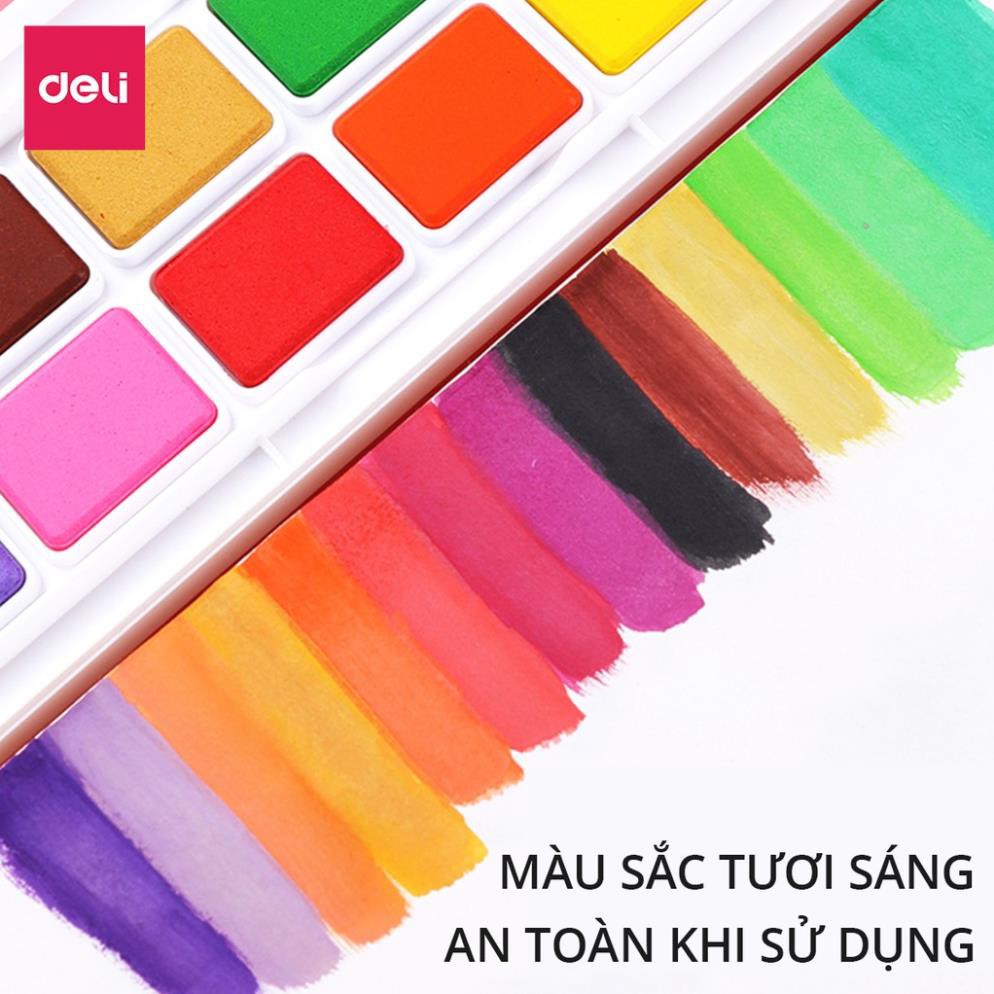 Màu nước dạng nén Deli - 12 màu/18 màu/24 màu - 73868 / 73869 / 73870
