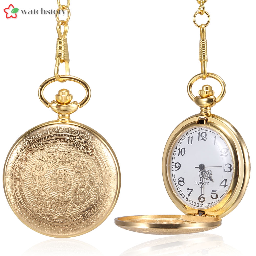 1 Đồng Hồ Quả Quýt Chạm Khắc Màu Vàng Chạm Khắc Tinh Tế