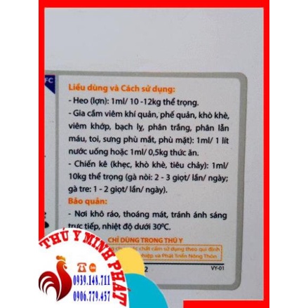 VB FENI lọ 10ml KHÒ KHÈ PHÂN XANH PHÂN TRẮNG TRÊN GÀ ĐÁ CHIM