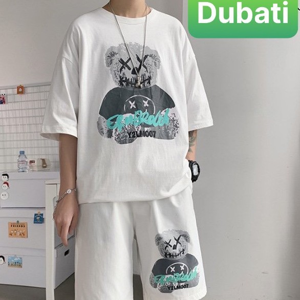Bộ Thể Thao Nam Gấu Ma Cute, Set Đồ Bộ Nam Chất Thun Co Giãn, Năng Động Mùa Hè, 3 Màu Trẻ Trung- Dubati Fashion