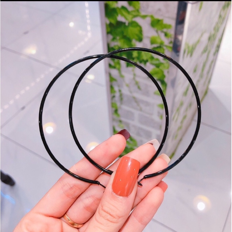 Bông tai khoen tròn to cá tính màu đen size 6-7-8-9