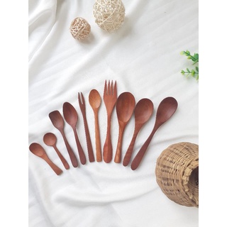 Bộ Muỗng, thìa/dĩa gỗ nhãn đẹp