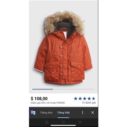áo park g.ap dư xịn có size 4,5y