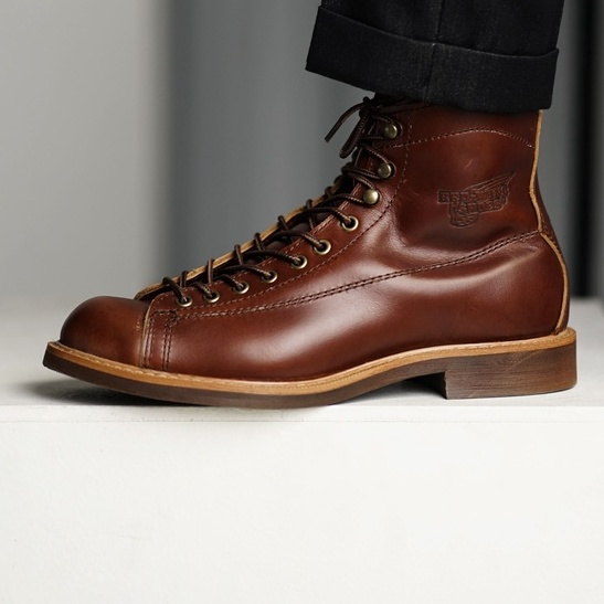 Giày boot nam cao cổ màu nâu REDWING LINEMAN, giày da thật cổ điển TONKIN