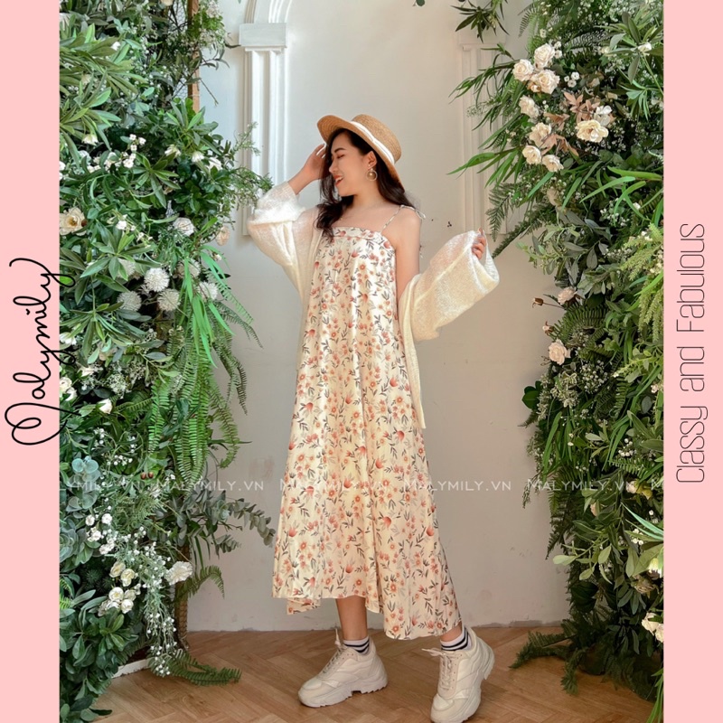Váy hoa nhí đầm 2 dây lụa có túi 2 lớp đi biển mặc bầu phong cách hàn quốc Gypsophila Dress MALYMILY