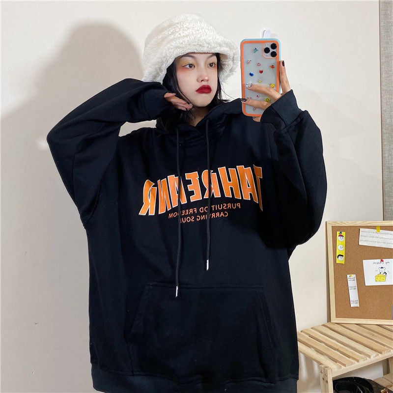 Áo hoodie quá cỡ mẫu 2021 phong cách Hàn Quốc thời trang cho nữ | BigBuy360 - bigbuy360.vn