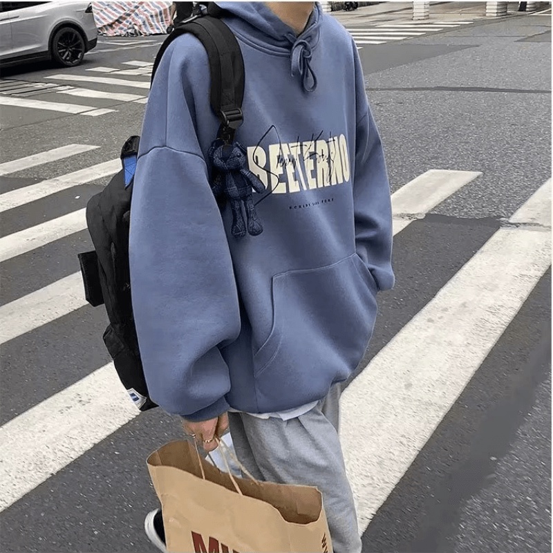 Áo hoodie Dáng Rộng In Chữ Thời Trang Phong Cách Hàn Quốc Cho Nam Giới Size M-5XL