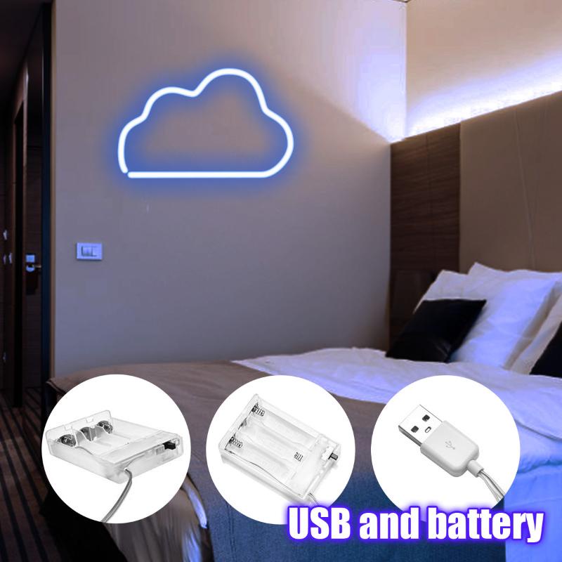 Đèn LED Neon Gắn Tường Hình Đám Mây Dùng Trang Trí Phòng Ngủ Cổng USB 4.5V