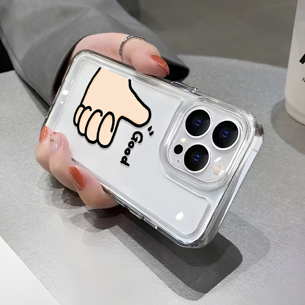 Ốp Điện Thoại iphone lưng cứng Trong Suốt In Hình bàn tay Good đủ mã cho 14ProMax 14Plus 13 11 12 7Plus X XR XS Max 8 7