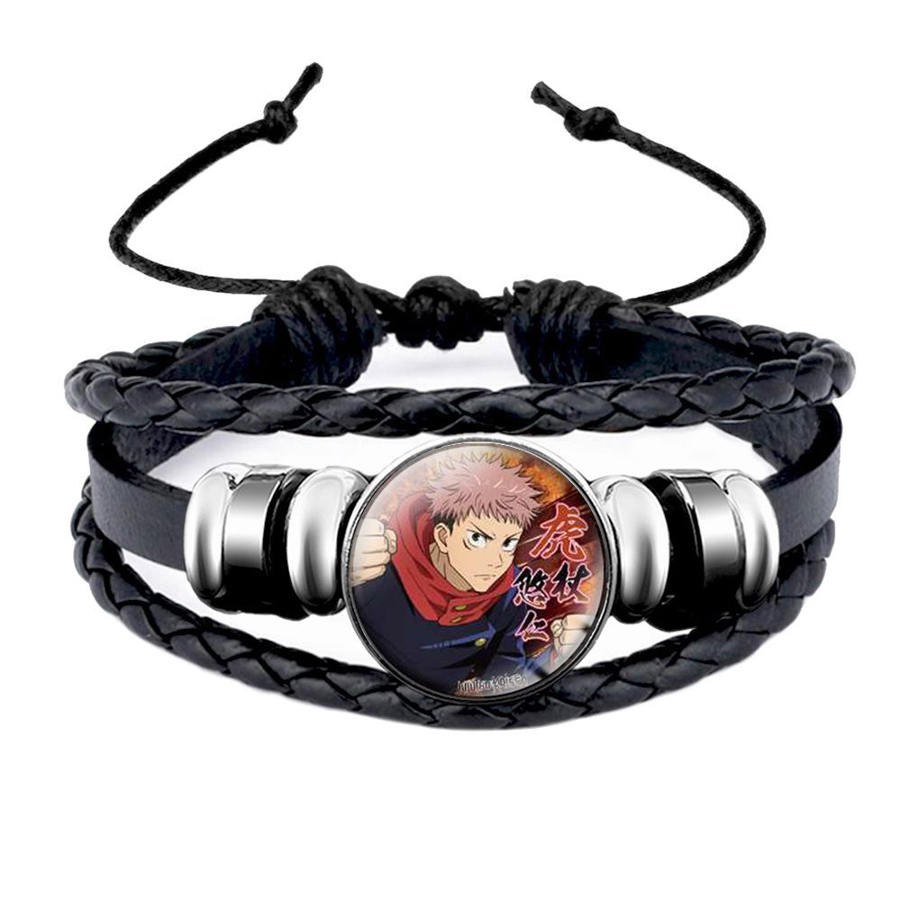 Vòng Tay Da Dệt Phối Mặt Kính Biểu Tượng Anime Jujutsu Kaisen Giống Thật Thời Trang Cho Nam Và Nữ Headori Yuji Gojo Satoru