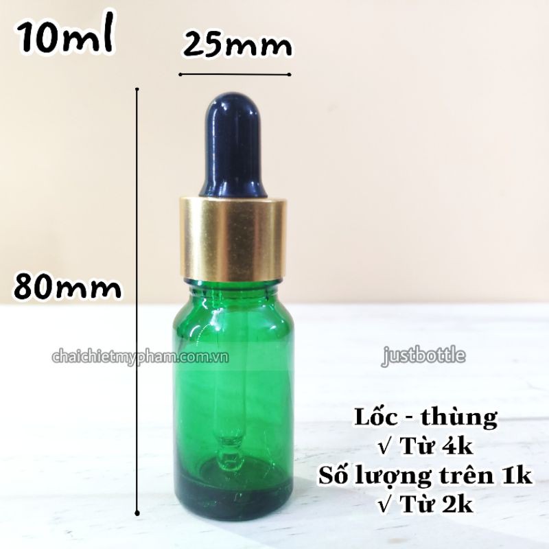 LỌ CHIẾT SERUM 10ml bóp nhỏ giọt TRONG NÂU XANH DƯƠNG XANH LÁ/CHAI ĐỰNG TINH DẦU THỦY TINH đựng MỸ PHẨM