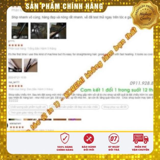 [Free Ship -Quà Tặng] Máy ép duỗi tóc, là tóc, uốn xoăn tóc Hàn Quốc Koremi cao cấp  [2 in 1] Trắng Đen [BÁN CHẠY No.1]