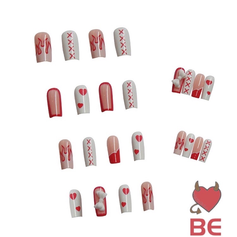 [Hàng mới về]Bộ 24 móng giả đính charm hoạ tiết siêu cưng