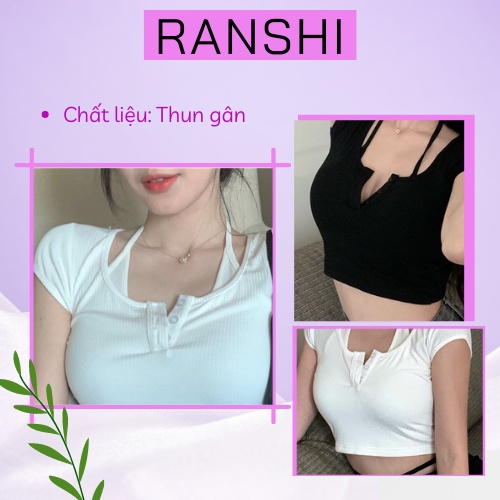 Áo Croptop Tay Ngắn Cổ Yếm RANSHI Áo Kiểu Hot Girl Sexy Cho Nữ Thời Trang Hè Hàng Loại 1 - RA027