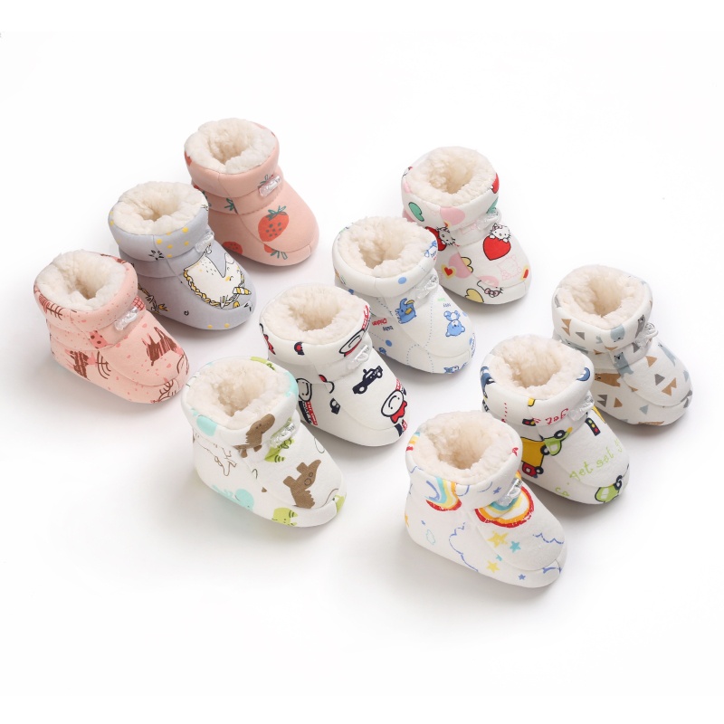 Giày Bốt Cotton Đế Mềm Chống Trượt Giữ Ấm Mùa Đông Dành Cho Bé Trai Gái 0-18 Tháng Tuổi