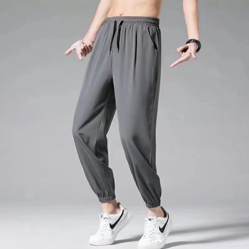 Quần Thể Thao Dài Chất Liệu Lụa Lạnh Mỏng Có size M-5XL Thời Trang Mùa Hè Cho Nam