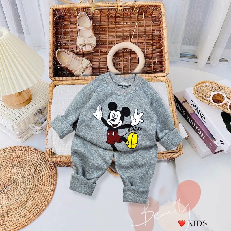 Bộ nỉ bông hình Micky cho bé trai, bé gái K092