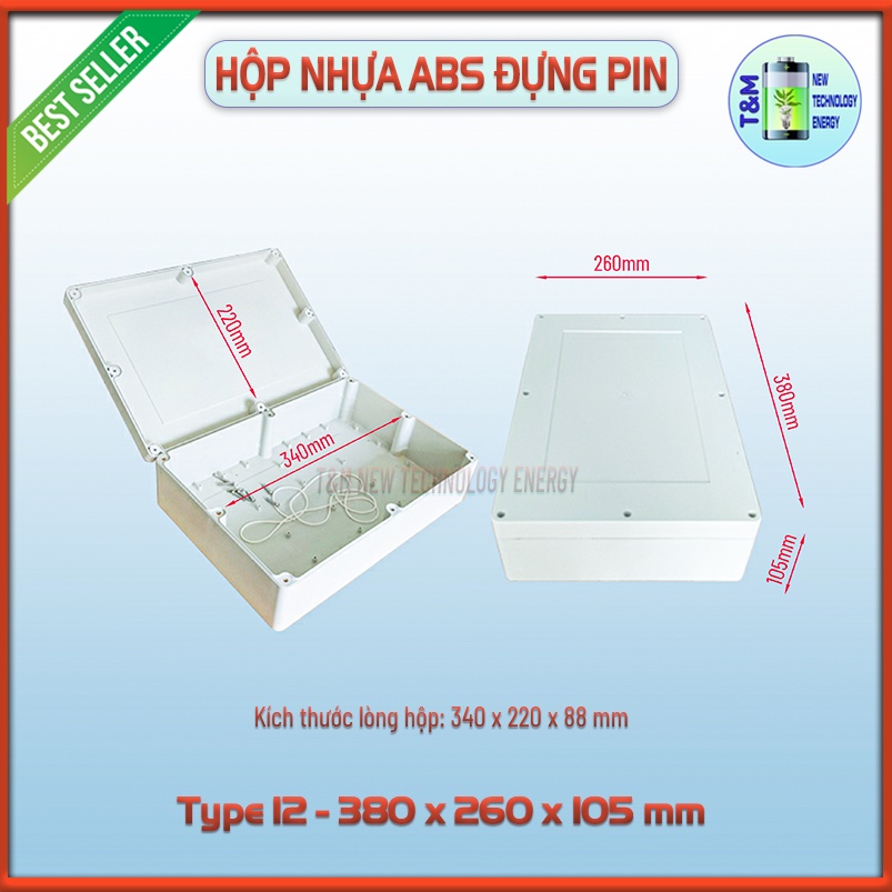 Hộp nhựa ABS đựng pin Lithium 32650, 32700, 46160, S168,... chống nước IP65 nhiều kích cỡ