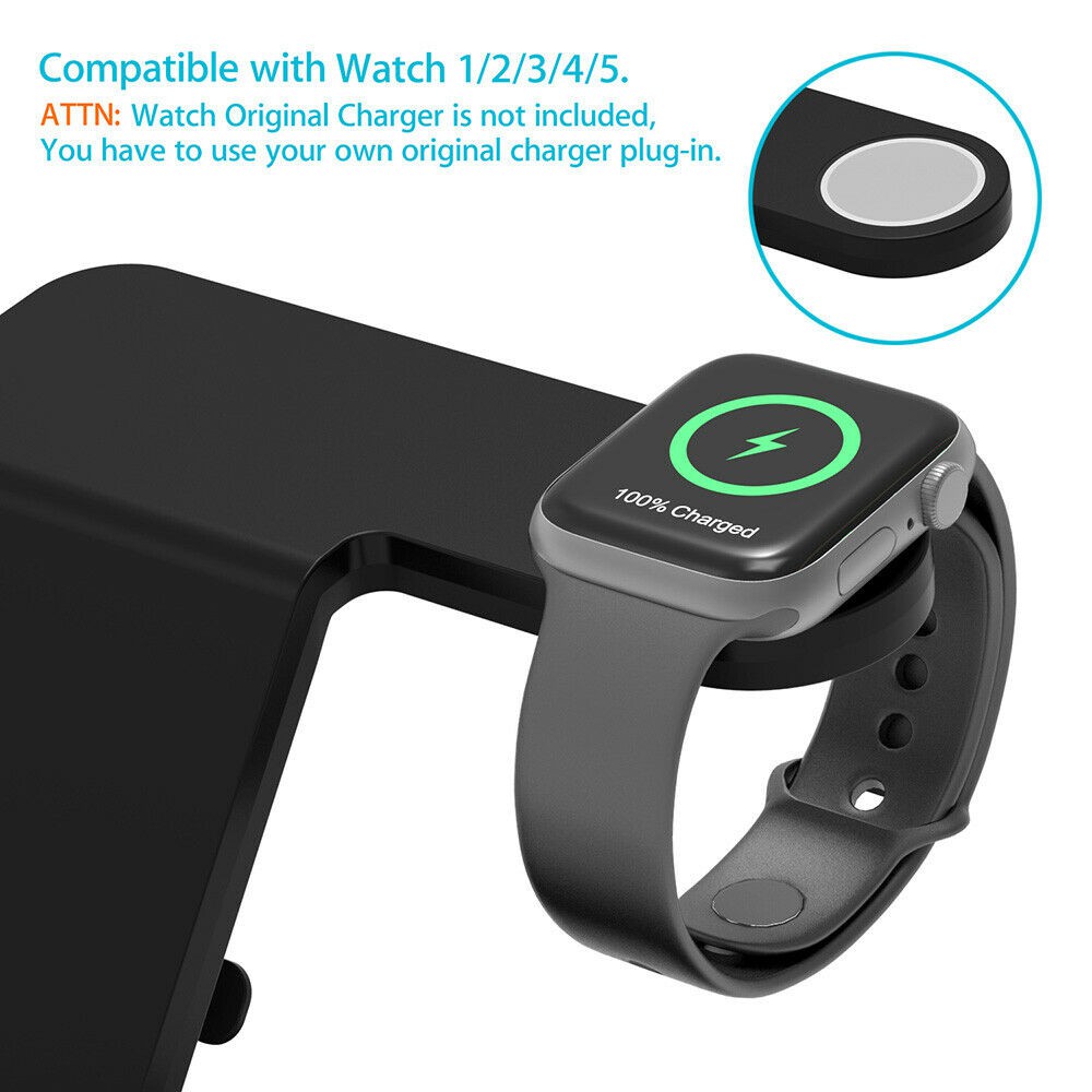 Đế Sạc Nhanh Không Dây 15w Cho Iphone 11 Iwatch Samsung S20 Galaxy Watch