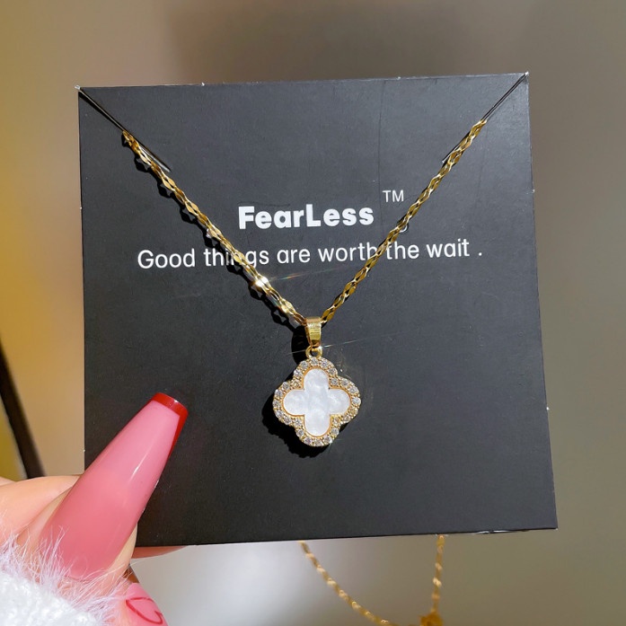 Dây Chuyền Titan Cỏ 4 Lá Đính Đá Nhân Tạo TT 4184