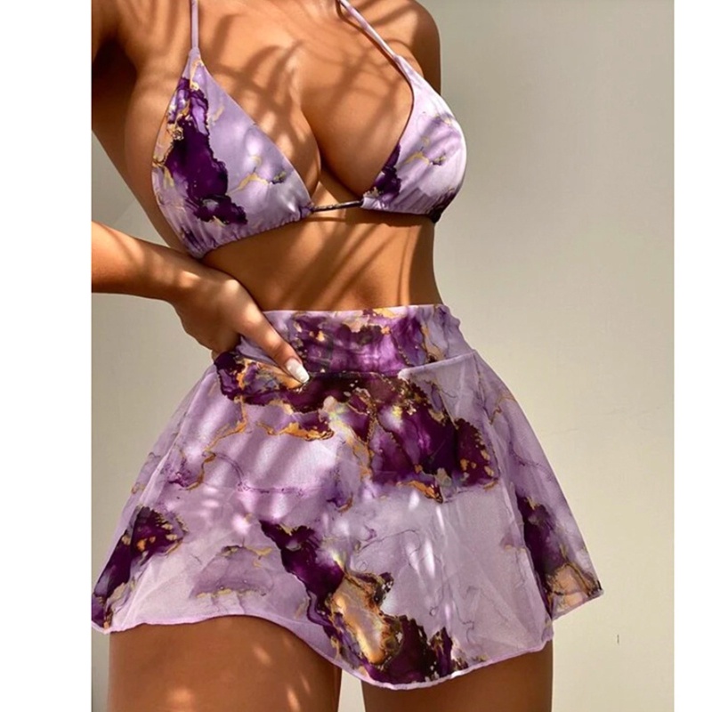 Bộ Đồ Bơi Ba Mảnh Mềm Mại Thắt Nơ Quyến Rũ Cho Nữ