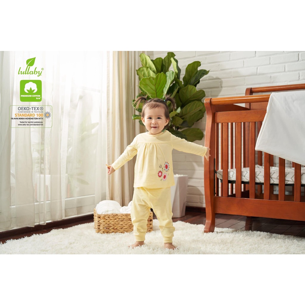 Áo dài tay chữ A, quần dài bo ống cotton cho bé Lullaby