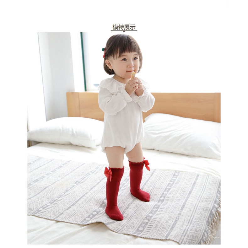Tất trẻ em Vớ Dài Ngang Đầu Gối Đính Nơ Phong Cách Hàn Quốc Dành Cho Bé Gái