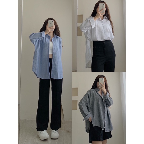 Áo sơ mi nữ kiểu khăn choàng, Áo sơ mi tay dài trơn basic chất cotton mềm mịn phong cách Hàn Quốc hottrend