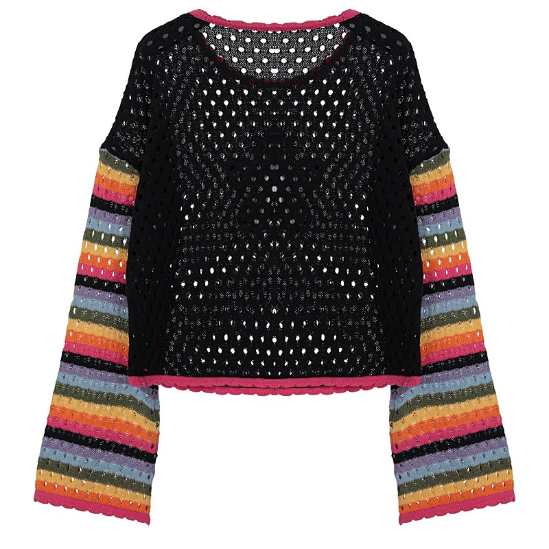 Áo Sweater Dệt Kim Tay Dài Cổ Tròn Dáng Rộng In Hoa Kiểu Đường Phố Thời Trang Cho Nữ