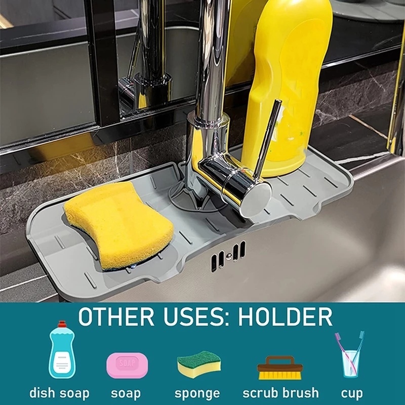 Tấm Silicone Gắn Vòi Nước Bồn Rửa Chén Thấm Hút Tốt Tiện Dụng Cho Nhà Bếp/Phòng Tắm