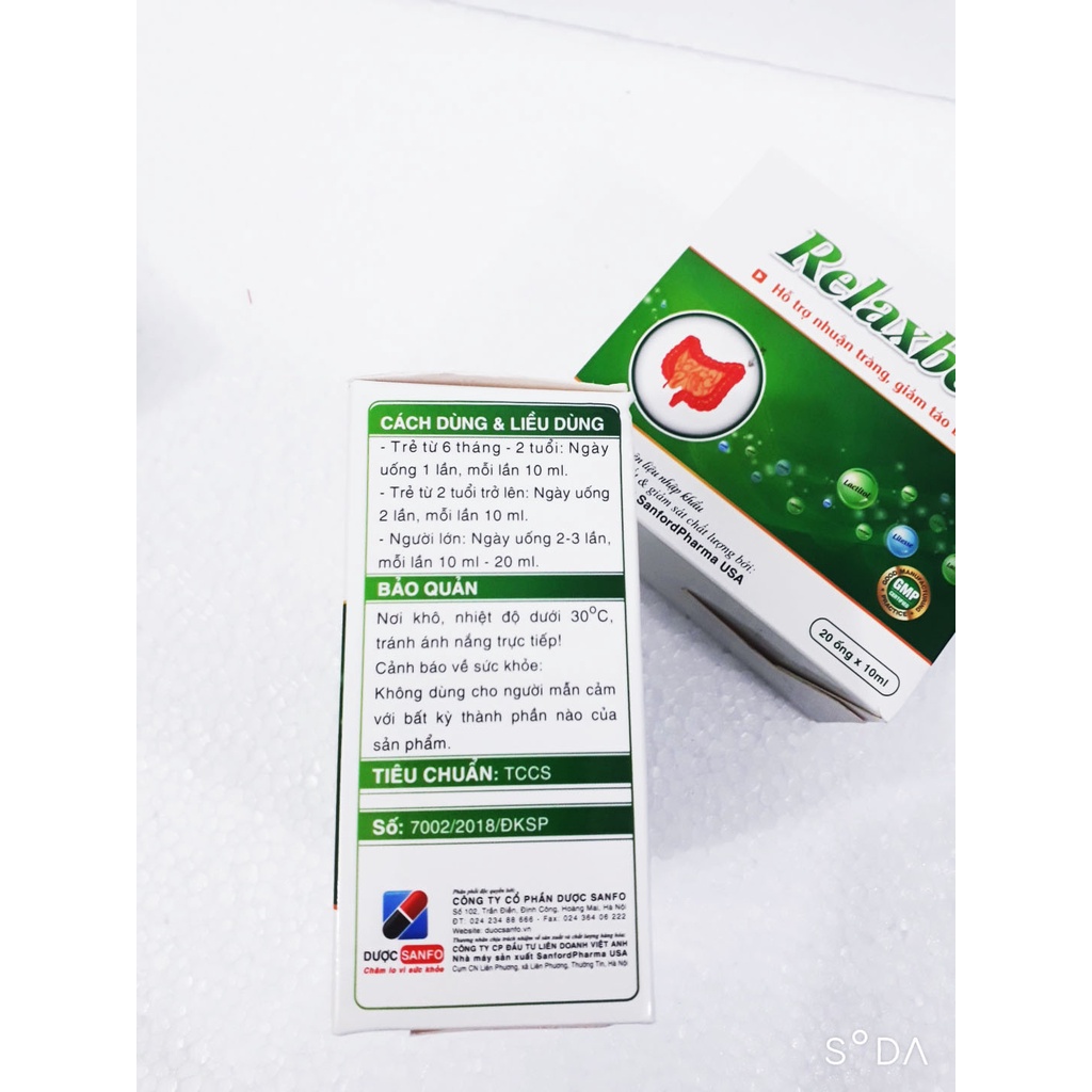 Siro hỗ trợ nhuận tràng, giảm táo bón RELAXBEE (Hộp 20 ống)