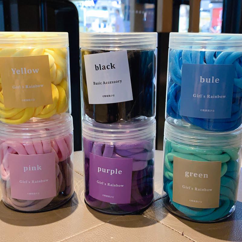 Hộp 50 Dây Buộc Tóc Cao Su Nhiều Màu Sắc Thời Trang